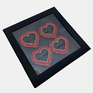 Tahari Home Napkin Rings Heart Shape Red Rhinestones